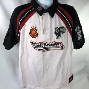 DRUNKNMUNKY DRUNKN MUNKY POLO SHIRT XL BLACK ROOSTER BIG 12 SHORT SLEEVE COLLAR